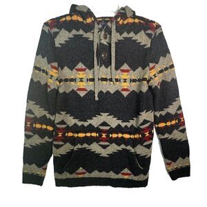 American Eagle Sweater Hoodie Southwest Aztec Knit Cotton Henley Men’s XS